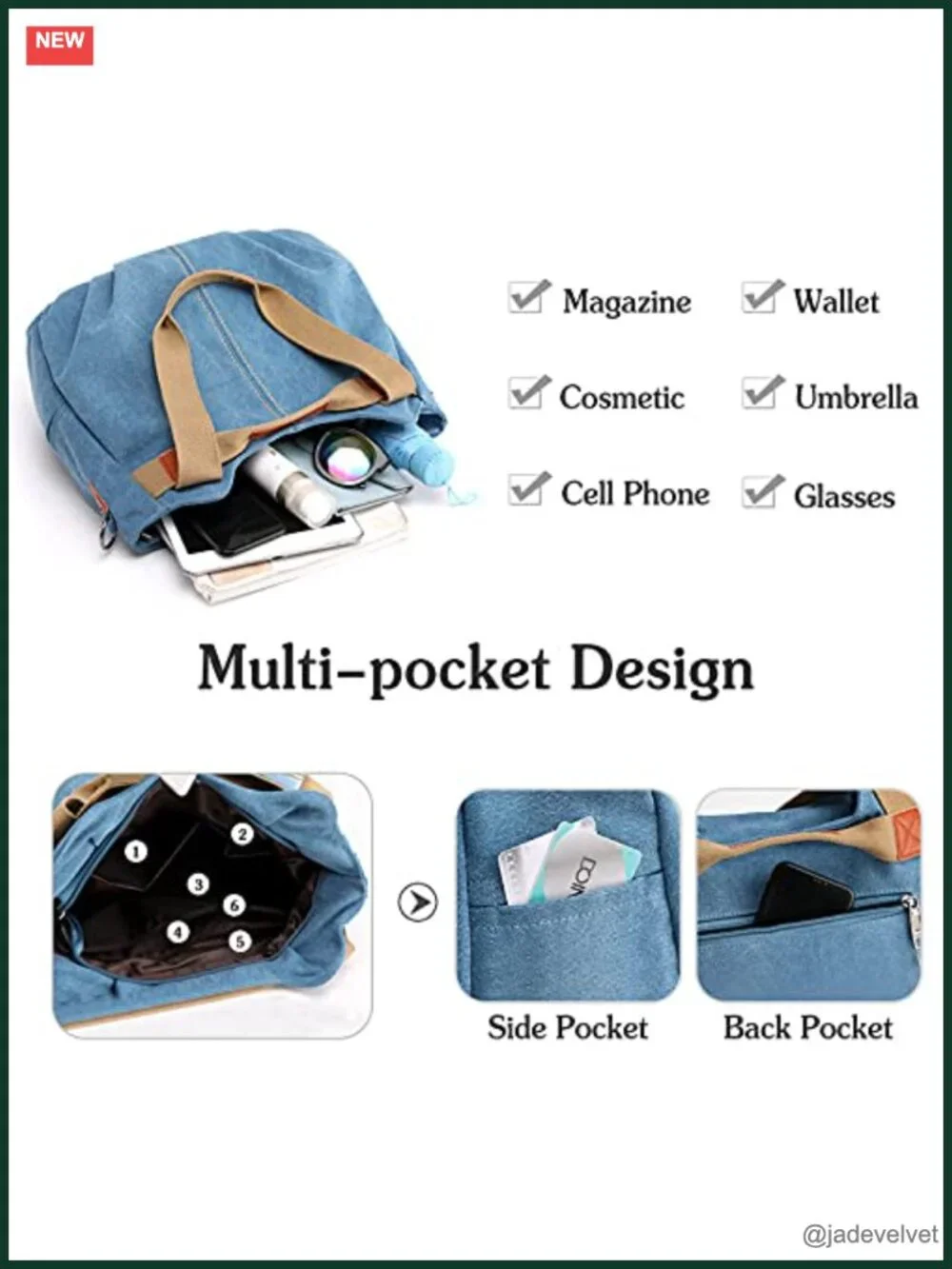 Canvas Handbag Tote Purse Crossbody Satchel with Shoulder Strap